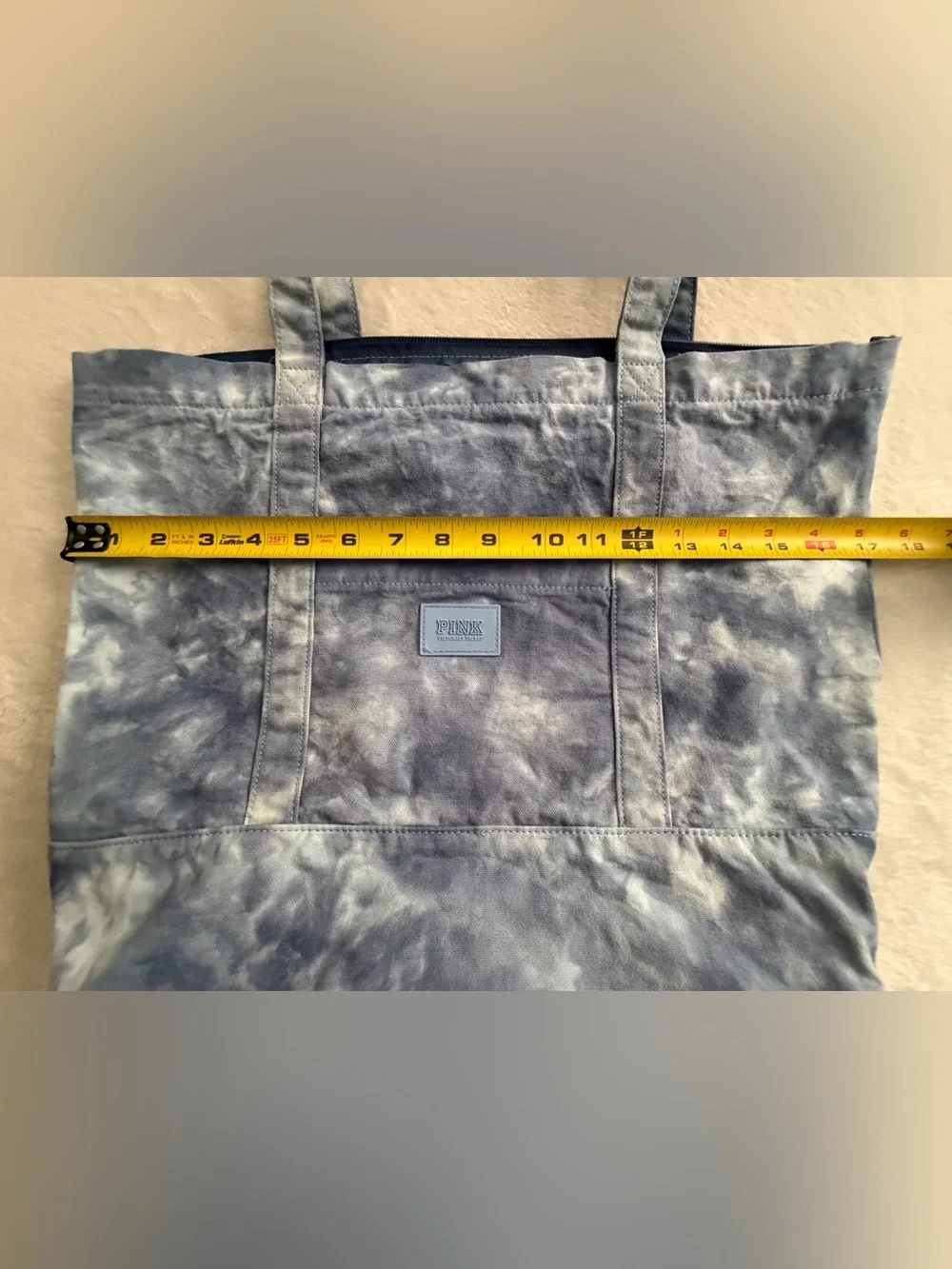 PINK Victoria's Secret Blue Tie-Dye Lightweight Denim Tote Bag